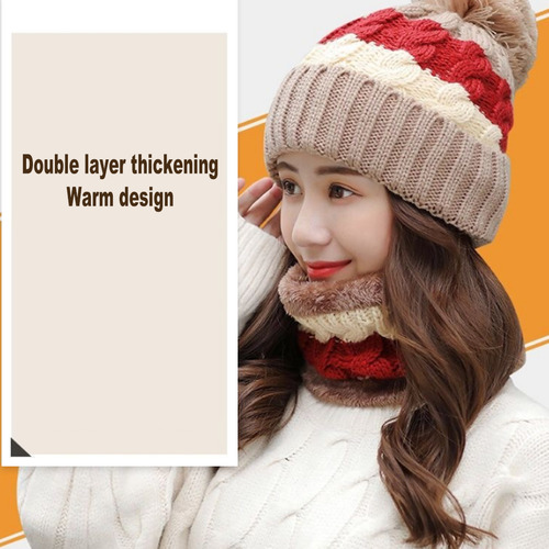 Conjunto De Gorro Y Bufanda Térmica Para Mujer, Tejido De In
