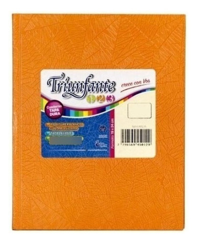 Cuaderno Escolar Triunfante 19x24 X 50 Hojas (cuadriculado) Color Naranja cuadri grande