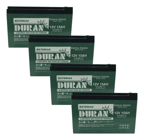 Kit 4 Baterias Duran 16ah 12v Duran Scooter Two Dogs 1000w