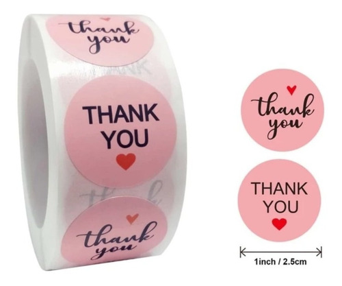 Imagen 1 de 3 de Rollo De Pegatinas Thank You / Rosa