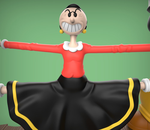 Figuras 3d Popeye El Marino Diorama Con Olivia Y Brutus