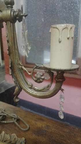 Araña De Bronce Y Vidrio (Usado)