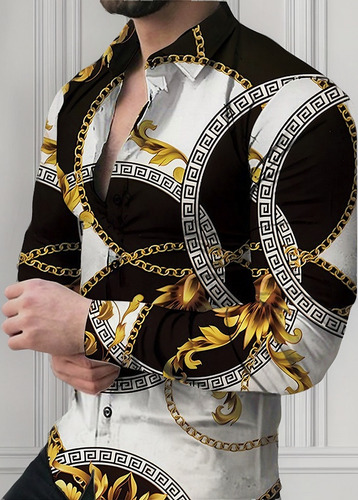 Camisa De Moda Informal For Hombre Con Estampado 3d