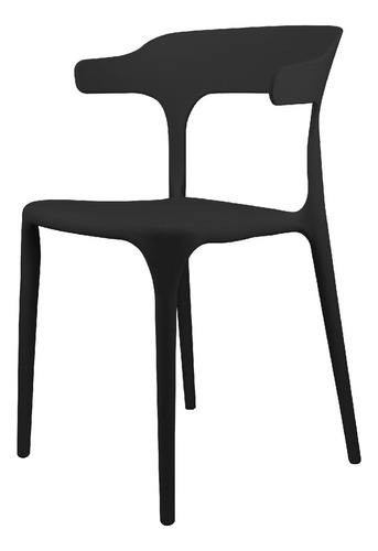 Silla Comedor Minimalista Plástico Color Negro Marca Cuory