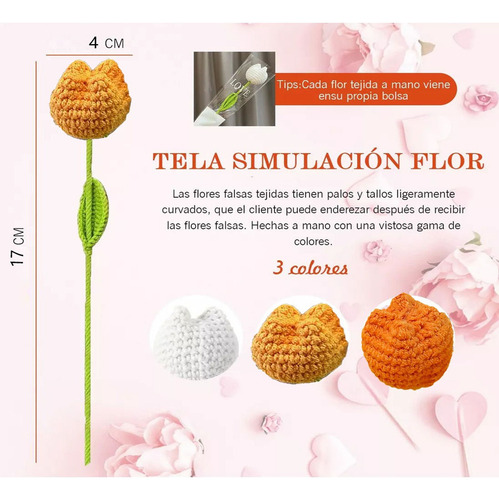 . Ramo De Tulipanes De Ganchillo Hecho A Mano Regalo 1pc