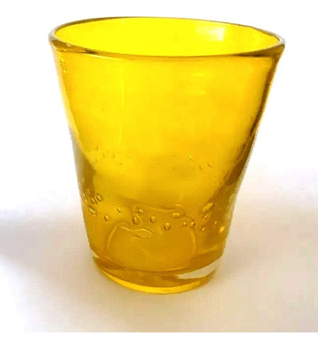 Vaso De Vidrio Mexicano Color Amarillo X2 Unid