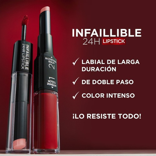 L'oréal Paris Lipstick Infaillible 24hr X3 Dos Pasos 113 Invincible Sable Brillo
