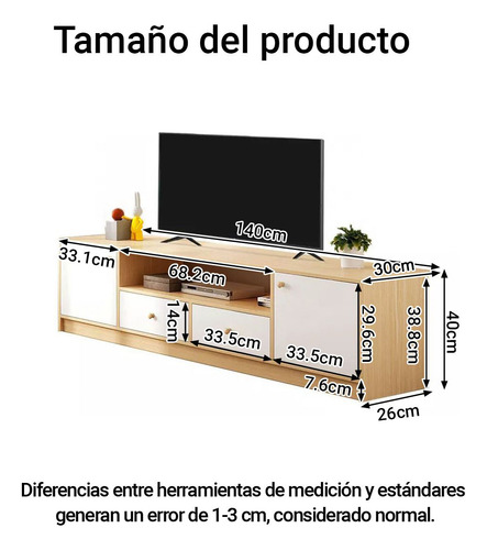Muebles Para Tv Minimalist Armarios 55 Pulgadas Con 4 Puerta Roble Salvaje + Blanco Cálido
