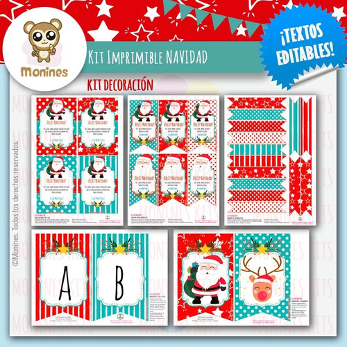 Kit Imprimible Navidad Santa ¡textos Editables!