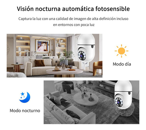 Cámara De Seguridad Wifi 360° 1080p E27 Con Vista De Alarma