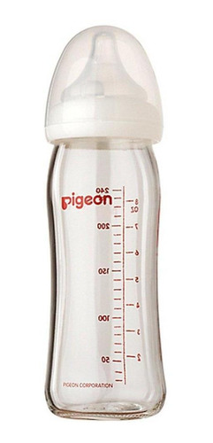 Mamadera De Vidrio Boca Ancha 240 Ml Pigeon Transparente