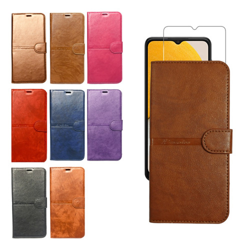  Funda Agenda Flip Cover Para Xiaomi Redmi Note 12 + Vidrio