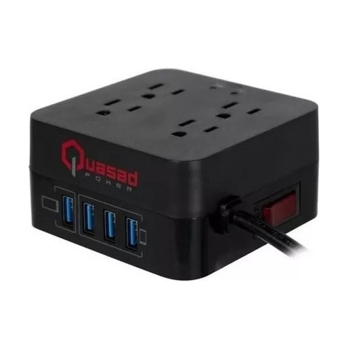 Regulador Quasad Supresor De Picos Qsp-33ubk 4 Toma + 4usb