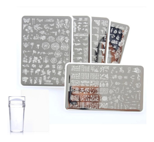 Kit De Stamping 1 Placa 1 Estampador Transparente 1 Raspador