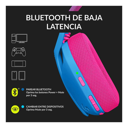 Imagen 6 de 10 de Auriculares gamer inalámbricos Logitech G Series G435 x 1 unidades azul y frambuesa