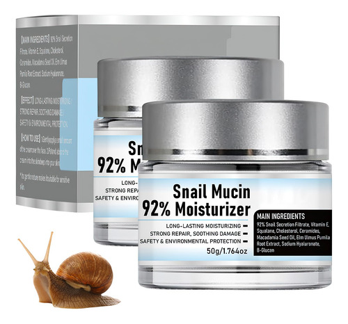 Snail Mucin 92% Moisturizer Daily Face Gel Cream Paquete De2
