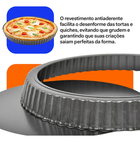 Forma De Torta C/ Fundo Removível 26cm Ref: 11594 Cor Cinza-escuro