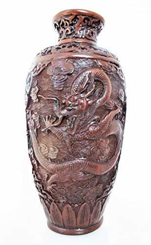 Jarrón De Dragón Chino - Jarrón Escultórico Oriental Decorat