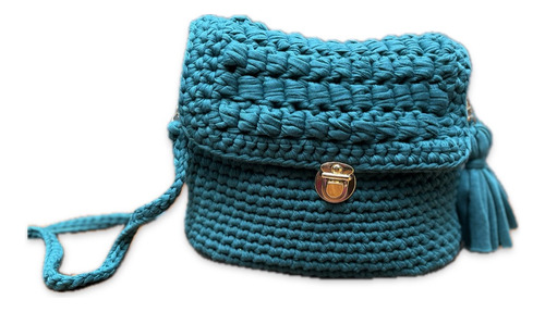 Bolsa Artesanal, Tejida A Mano Con Técnica Crochet, Trapillo