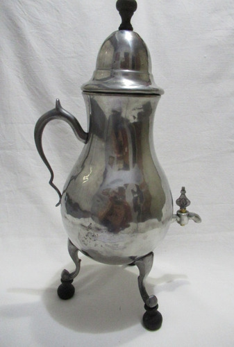 Antigua Cafetera Victoriana Samovar Peltre Con Marca Sello