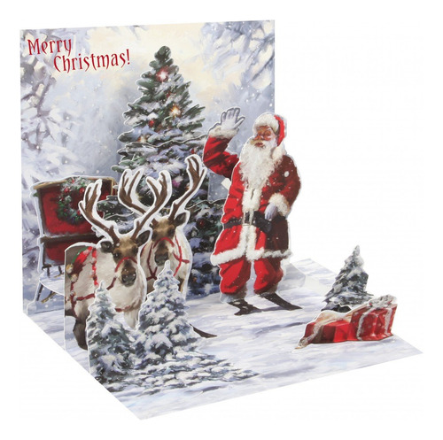 Tarjeta De Navidad 3d Jolly Santa Pop-up Treasure