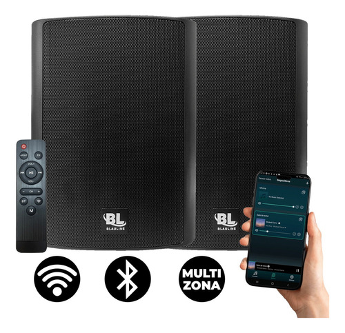 Parlantes Bafles App Zonas Wifi Bluetooth Musica Funcional Color Negro
