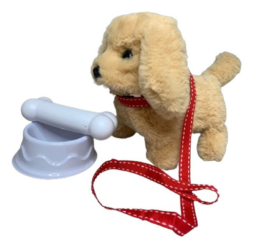 Perro Cachorro Peluche Con Sonido Y Accesorios Interactivo Color Marrón Claro