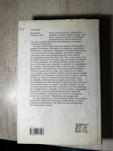 Baudolino - Humberto Eco - Tapa Dura (Usado)