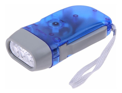 Linterna Led A Dinamo No Necesita Pilas Con 3 Lámparas ® Linterna Azul Marino Luz Blanca