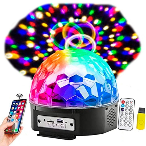 Imagen 1 de 4 de Bola Esfera Led Rgb Control Mp3 Usb Luz Parlantes Bluetooth
