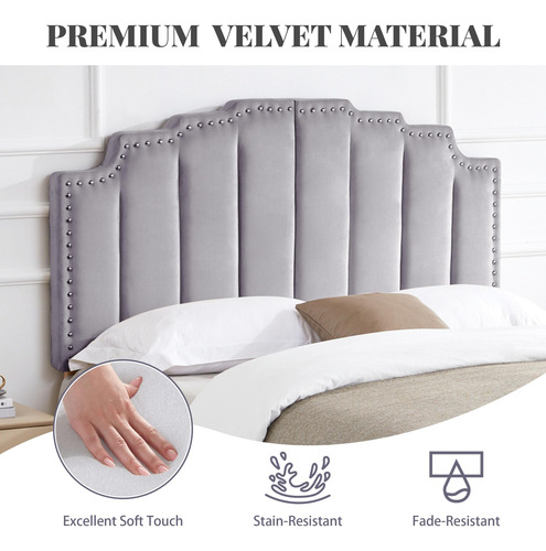 Cabecero Tapizado Terciopelo Cama King Con Clavos Ajustable