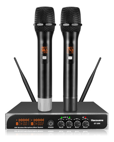 Hacouene Microfono Inalambrico Sistema Mezclador Karaoke Uhf