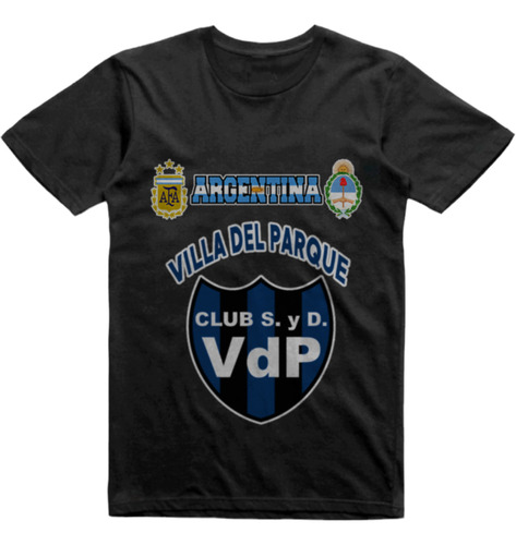 Remera Algodon Negra Villa Del Parque Necochea