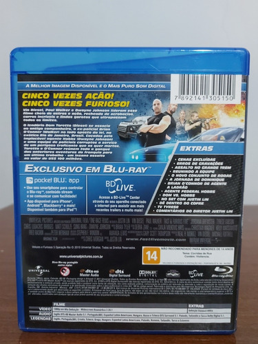 Blu-ray Velozes E Furiosos 5 Original Dublado