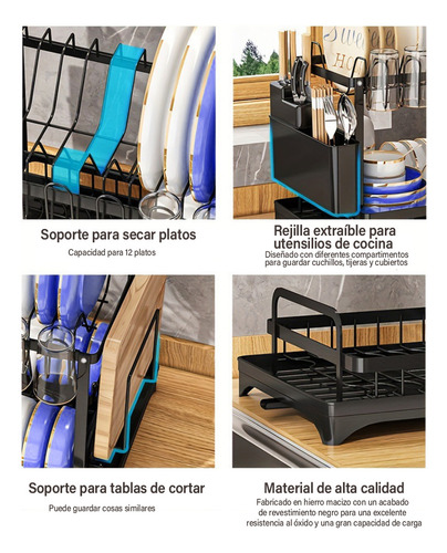 Plato De Drenaje Profesional Para Platos Y Cubiertos, Estante De Almacenamiento Para El Fregadero, Cocina, Con Drenaje