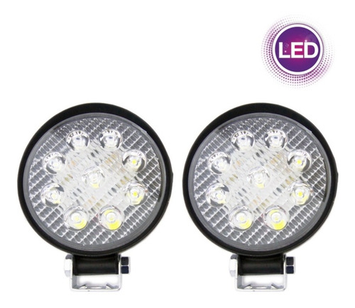 Neblinero 9 Led/ 27w/ 12v/ Redondo/ Set X 2 Super Power. 