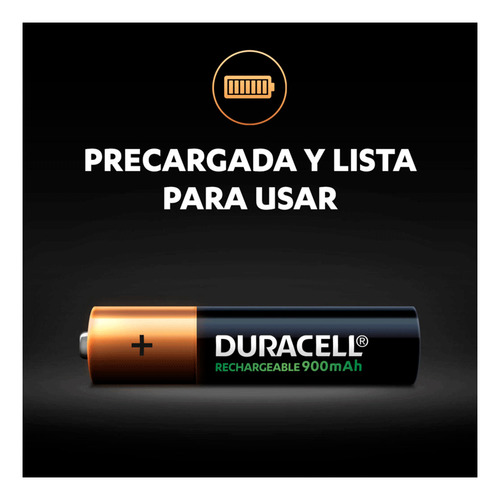 Cargador + 8 Baterias Aaa 900 Mah Recargable Duracell Dx1500