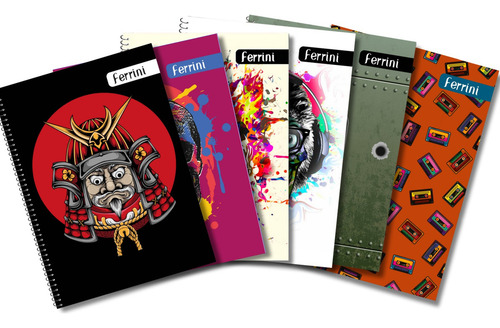 Cuaderno Profesional A4 Libreta 100h Espiral Ferrini 6-pack Color Raya - Masculino