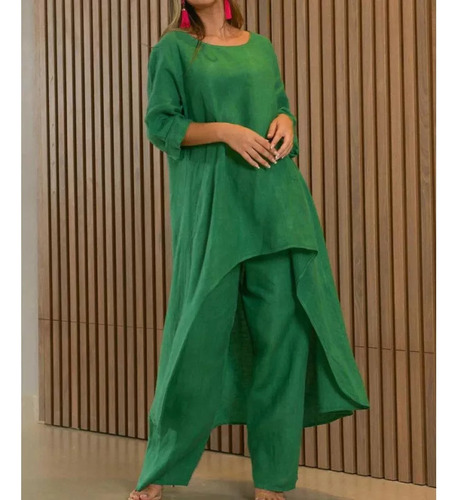 Ee . Pantalones Conjunto 2 Piezas Conjuntos Algodón Lino