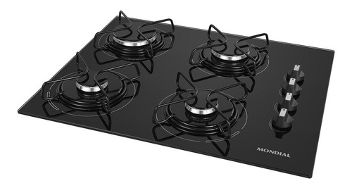 Fogão cooktop gás Mondial CTG-01 preto e inoxidável 127V/220V