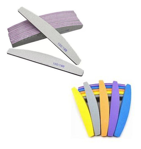 Kit Lixas Buffer Com 10 Mais 20 Lixas 100/180 Unhas Promoção