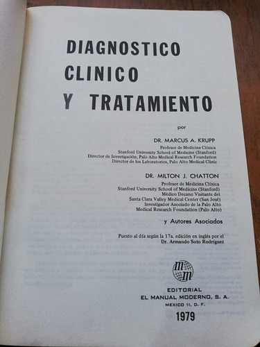 Diagnostico Clinico Y Tratamiento (Usado)