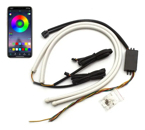2 Tira Led Flexible Drl Direccional Rgb App 60cm Auto Moto