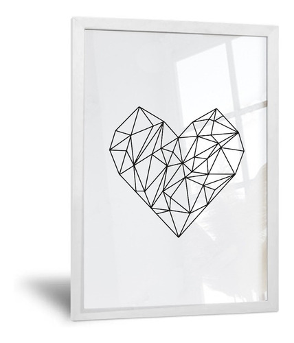 Cuadro Corazon Geometrico - 20x30 Cm - Calidad Premium