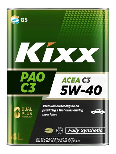  Aceite 100% Sintético, Kixx Pao C3, M. Diésel 5w-40, 4l/4p