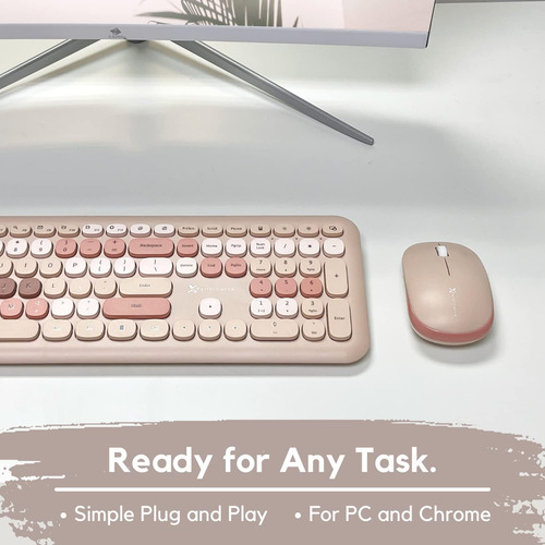 Combo Teclado Mouse Inalámbrico Colorido 2.4g