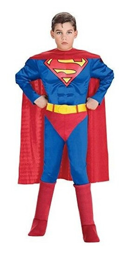 Super Dc Heroes Deluxe Muscle Chest Superman Disfraz, Niño M