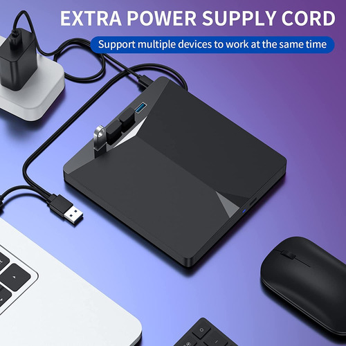 Lectora Externa Grabadora De Dvd/cd Quemador Usb3.0 Y Tipo C Negro Type C / Usb 3.0