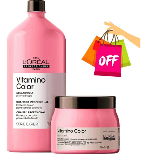 Kit Loreal Vitamino Color Shampoo 1500+ Máscara 500 Profissi