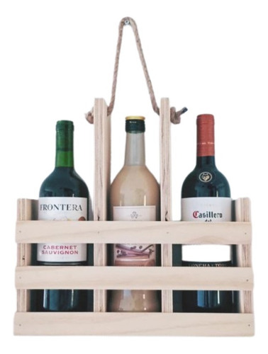 Porta Botellas De Madera Para Vino - 3 Botellas